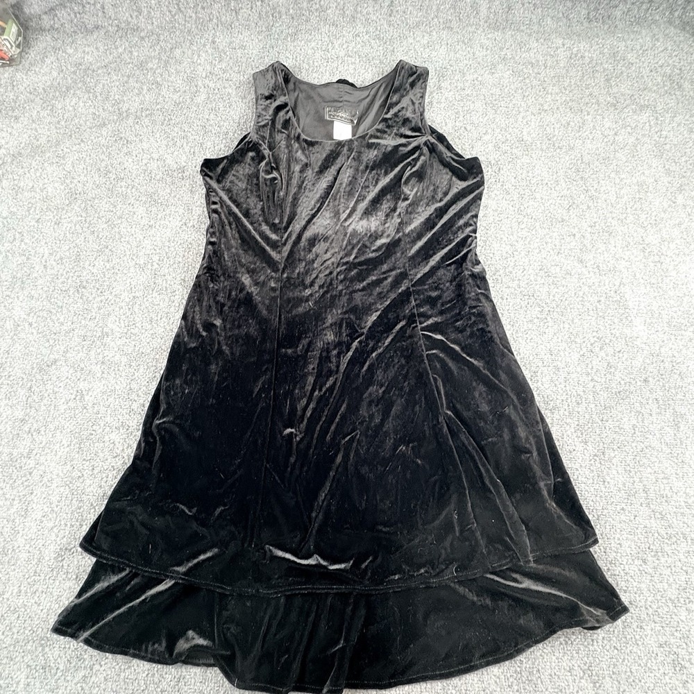 Vintage Y2K Molly Malloy Evening Dress Women 16 Black Velvet Fairy Whimsigoth‎